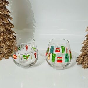 JoyJolt Disney Mickey Mouse Joy O Joy Stemless Wine Glasses 15oz Set of 2